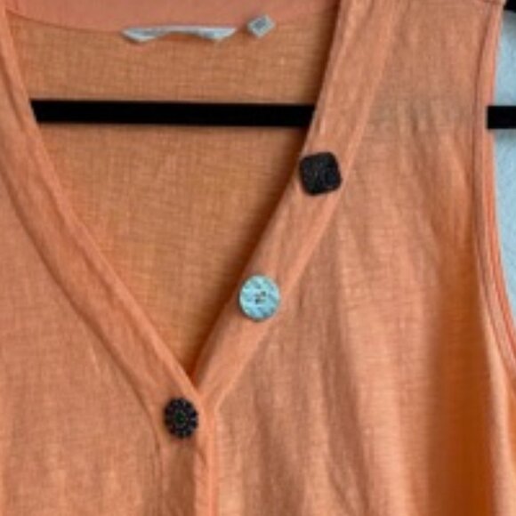 Soft Surroundings Size M Danielle Sleeveless Mixed Button top Apricot Artsy Boho - Picture 3 of 8